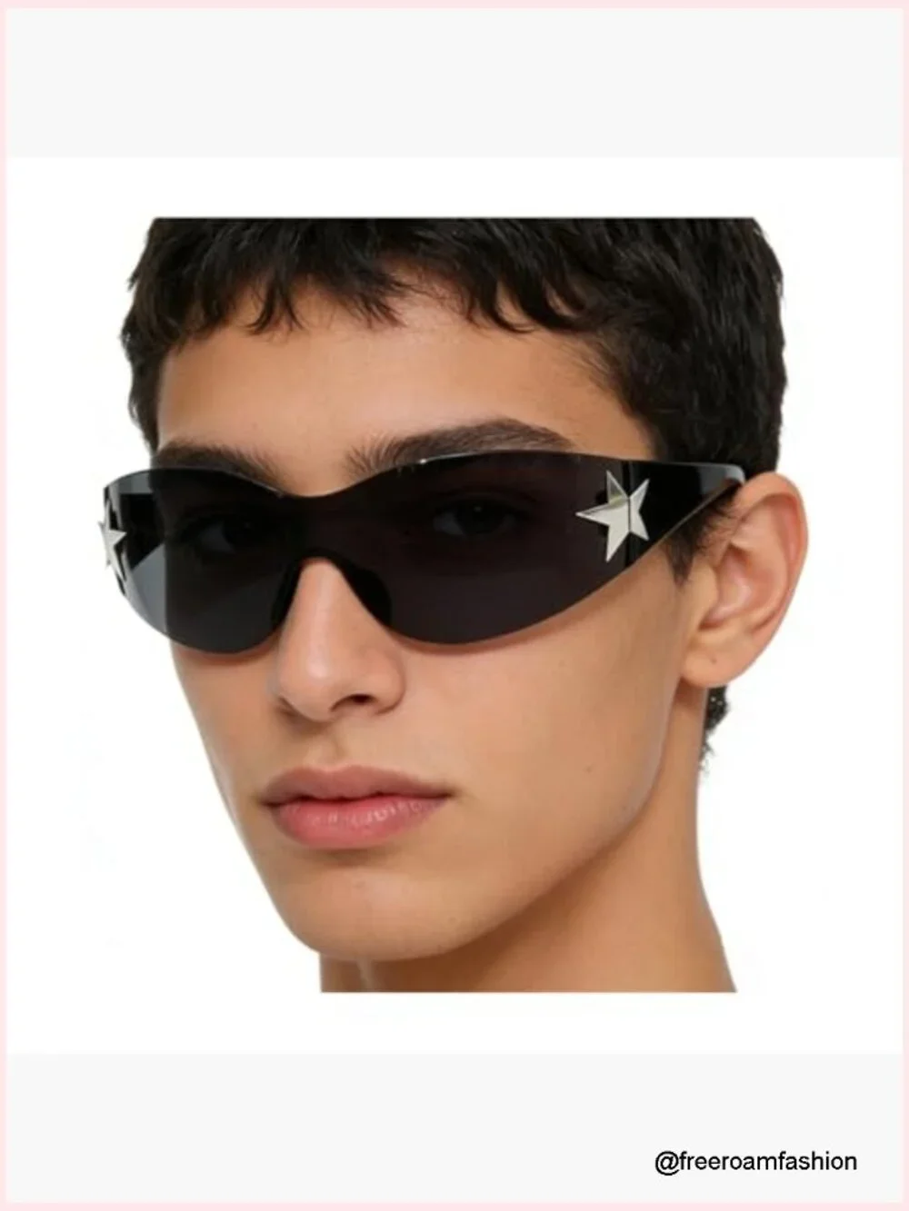Rimless Y2K Wrap Around Oversized Frameless Trendy Sunglasses